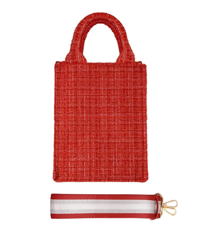 Handtas met patroon & bag strap - rood Polyester