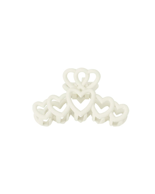 Haarklem hartjes - creme Plastic