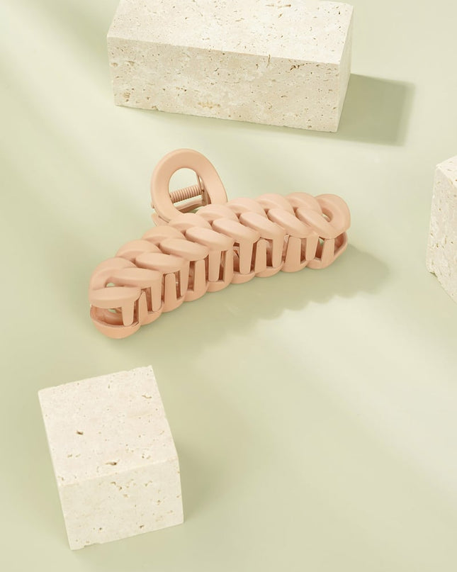 Hair clip braided - beige Plastic
