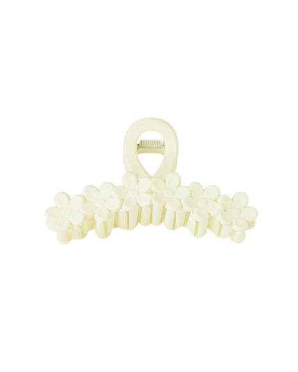 Haarklem bloemetjes op een rij - creme Plastic