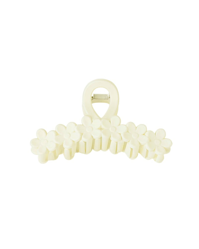 Haarklem bloemetjes op een rij - creme Plastic