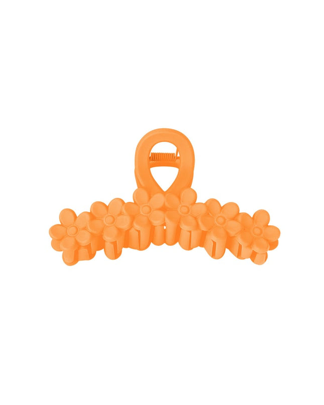 Haarklem bloemetjes op een rij - creme Plastic