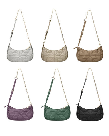 Stitched shoulder bag Gold Color hardware - gray