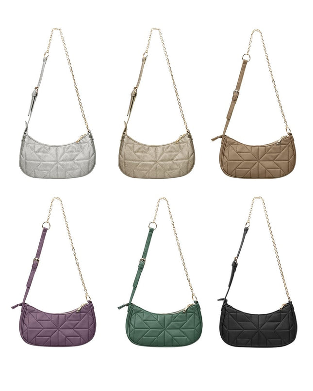 Stitched shoulder bag Gold Color hardware - gray