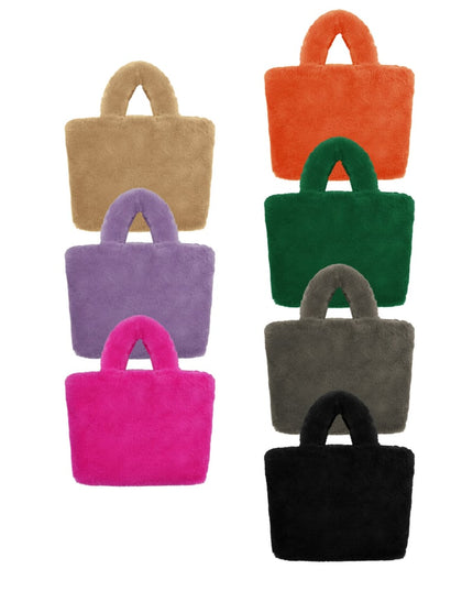 Faux fur city bag small - beige