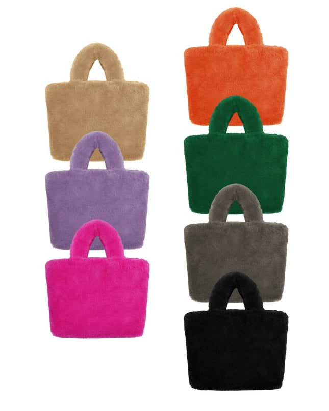 Faux fur city bag small - beige