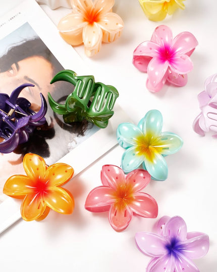 Hair clip with gradient flower Hawaii love - light pink