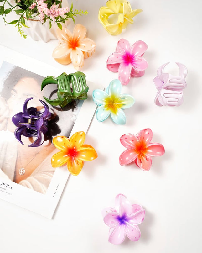 Hair clip with gradient flower Hawaii love - light pink