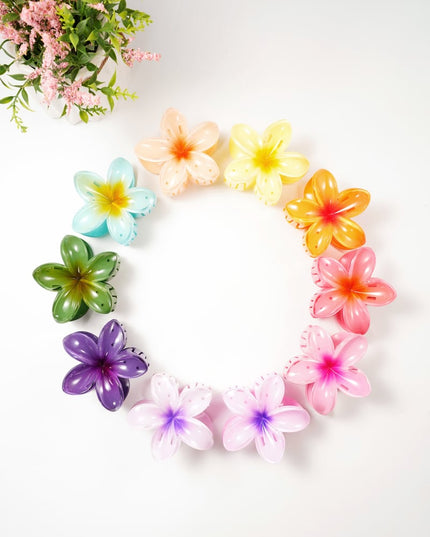 Hair clip with gradient flower Hawaii love - light pink