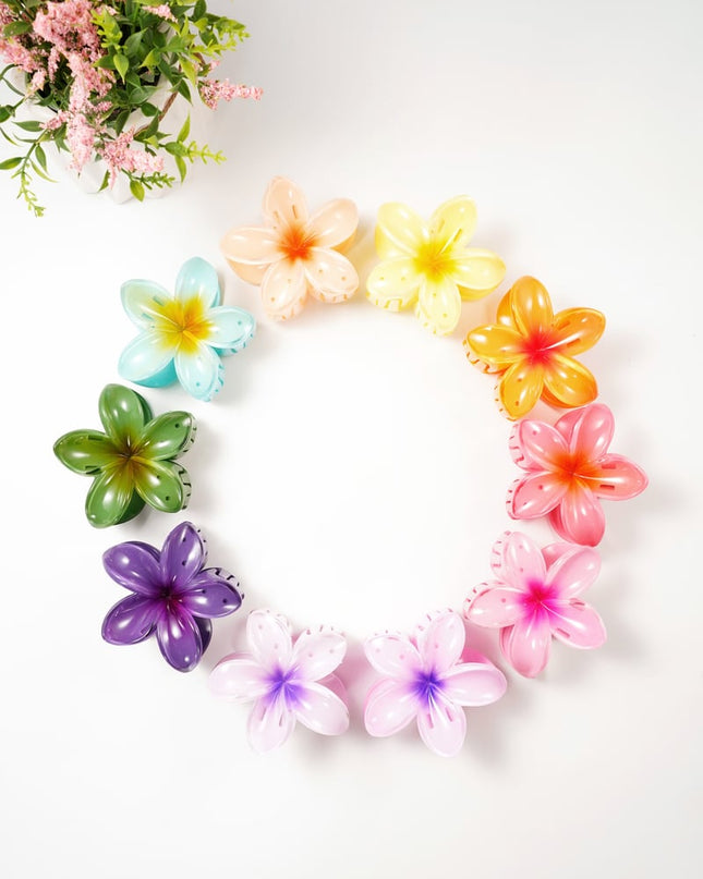Hair clip with gradient flower Hawaii love - light pink
