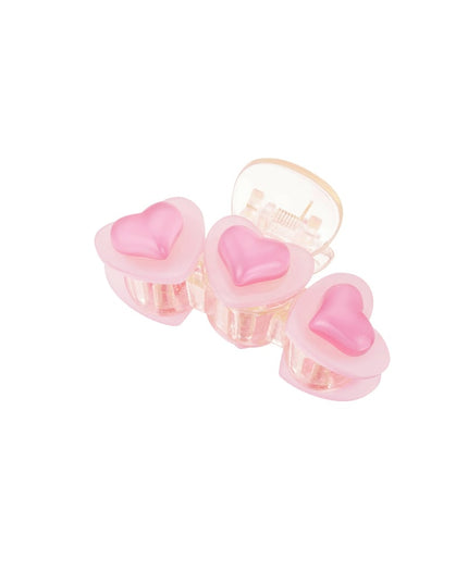 Hair clip pink hearts trio