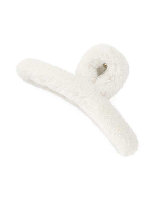 Faux fur hair clip - beige