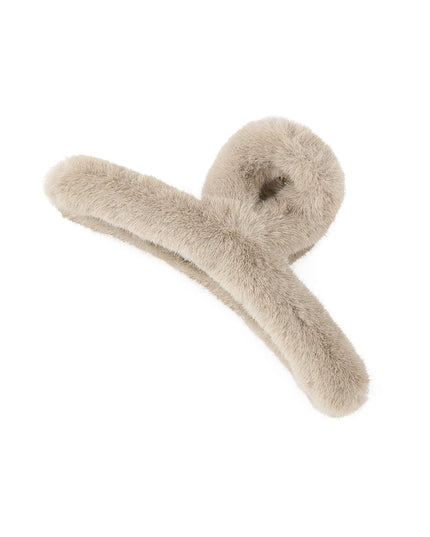 Faux fur hair clip - beige