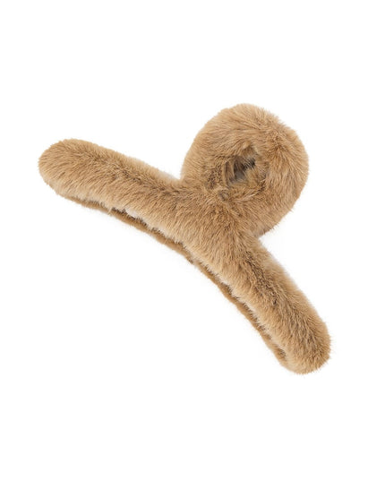 Faux fur hair clip - beige