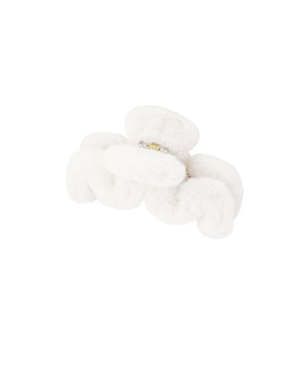 Hair clip fluffy zigzag - white