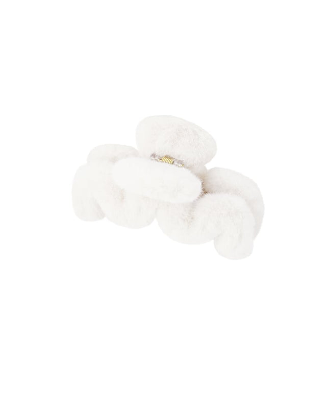 Hair clip fluffy zigzag - white