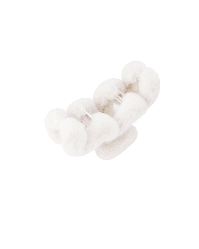 Hair clip fluffy zigzag - white