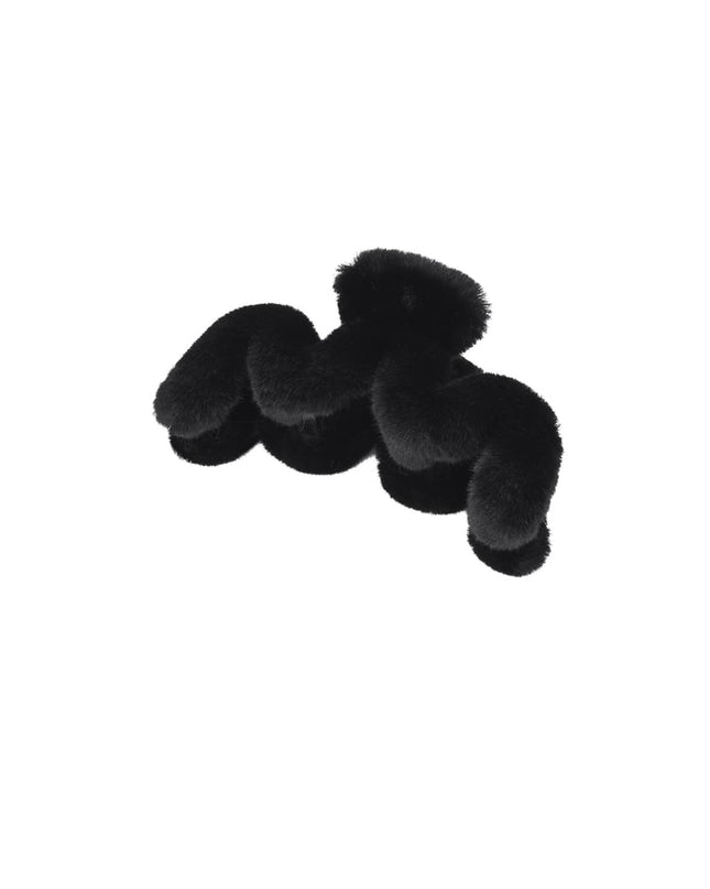 Hair clip fluffy zigzag - white