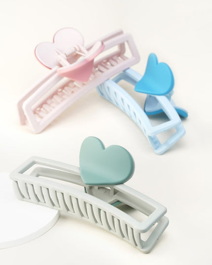 hair clip with heart-shaped handle - purple