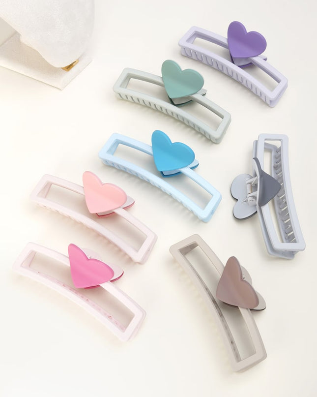 hair clip with heart-shaped handle - purple