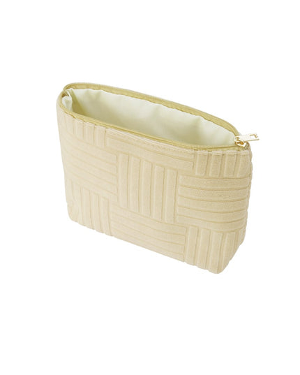 Lightweight Jacquard Travel Makeup Bag - Beige