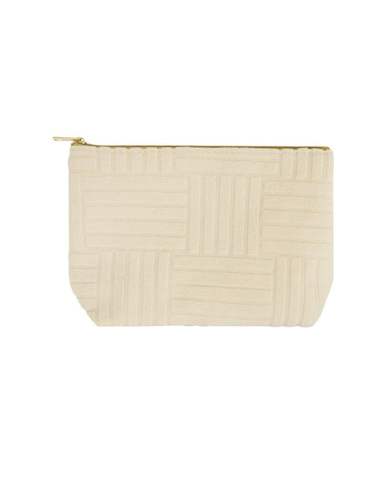 Lightweight Jacquard Travel Makeup Bag - Beige