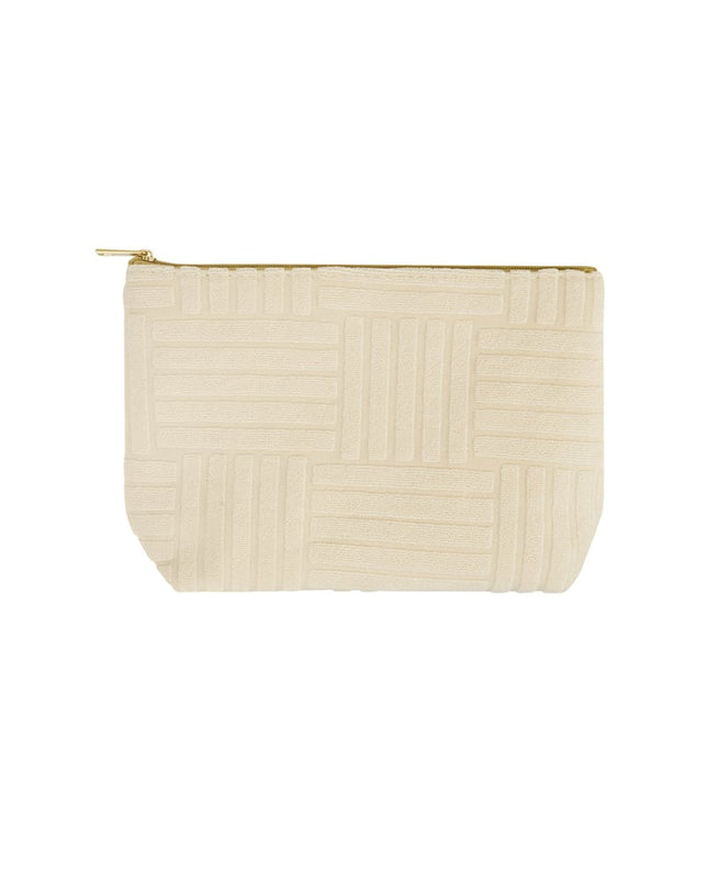 Lightweight Jacquard Travel Makeup Bag - Beige