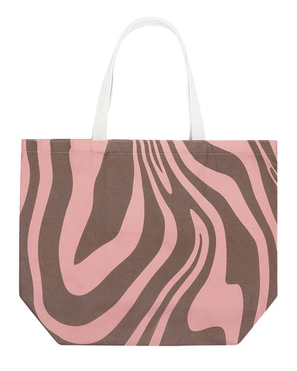 Canvas shopper zebraprint - bruin roze