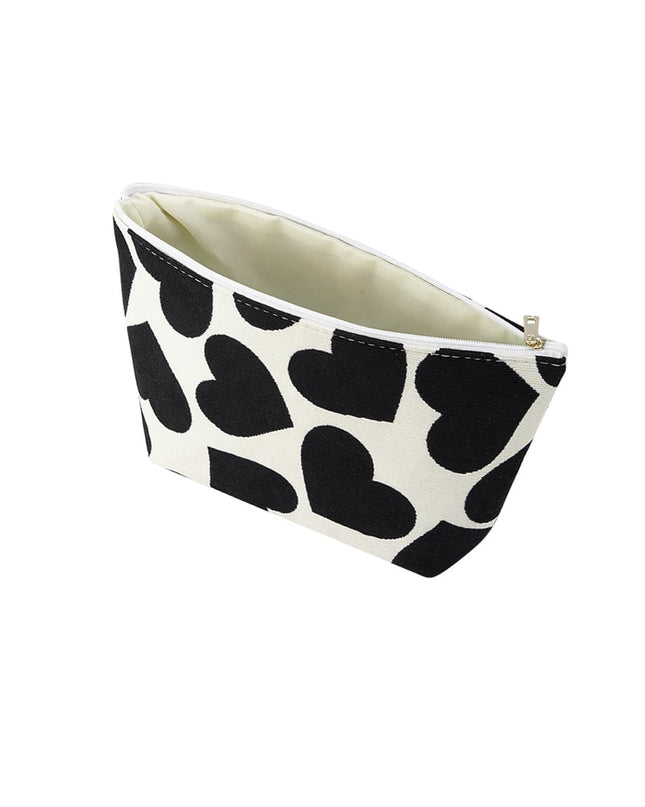 Make-up bag with hearts - black and white