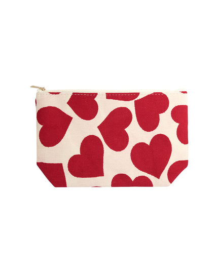 Make-up bag with hearts - black and white