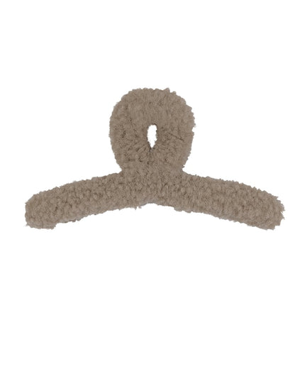 Fluffy Teddy Hair Clip - Brown