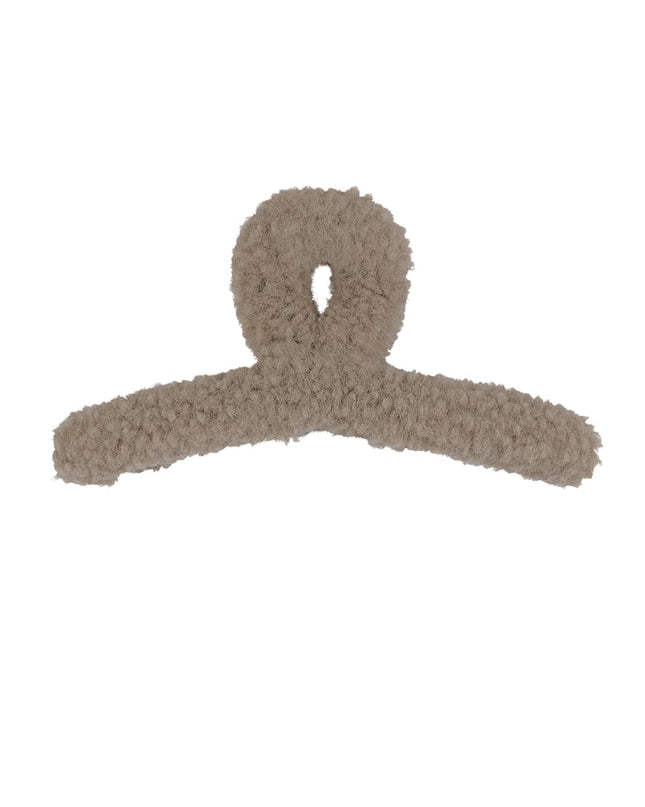 Fluffy Teddy Hair Clip - Brown