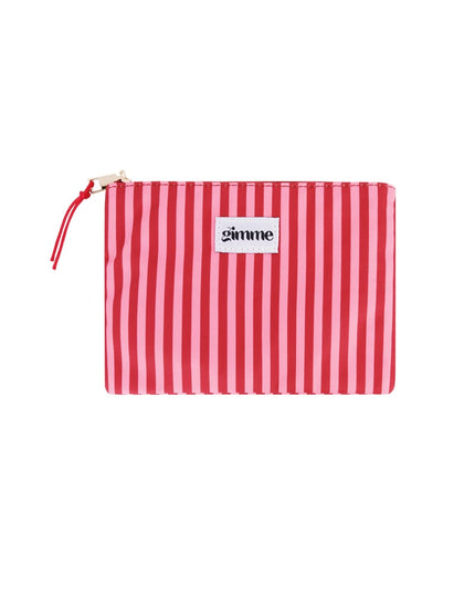 Plat toilettasje dunne streep - Roze rood