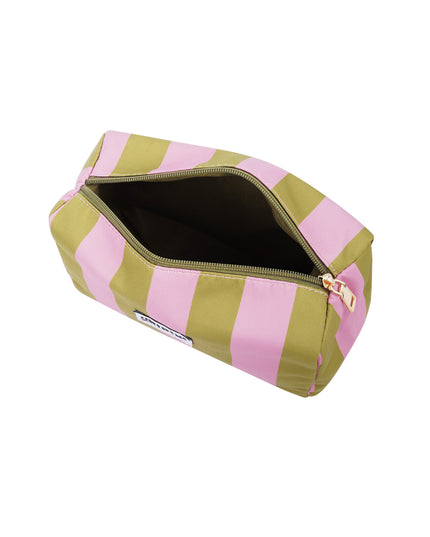 Make-up tas grote strepen - Roze groen