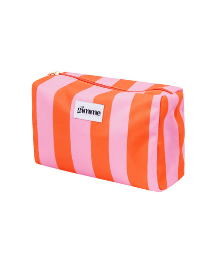 Make-up tas grote strepen - Oranje roze