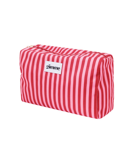 Make-up tas kleine strepen - Roze rood