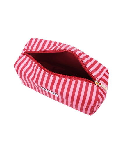 Make-up tas kleine strepen - Roze rood