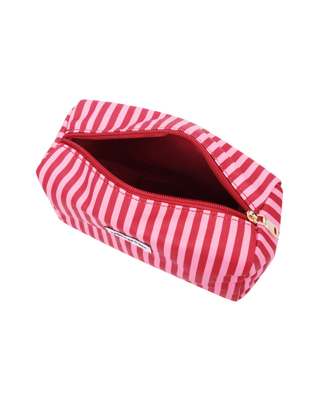 Make-up tas kleine strepen - Roze rood