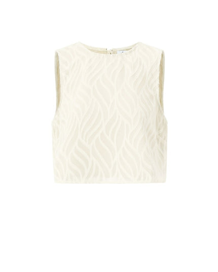 Co-ord Set White Leaves - Sleeveless Tops