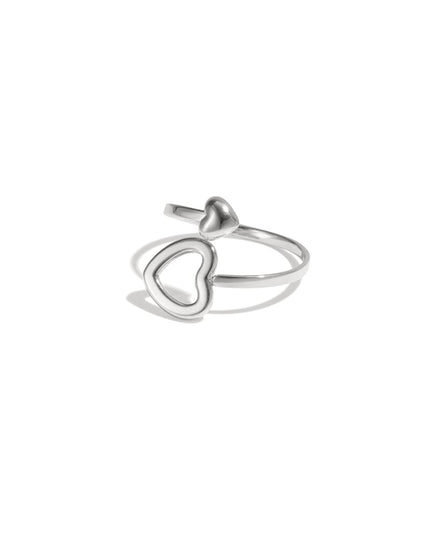 Ring with open and closed heart