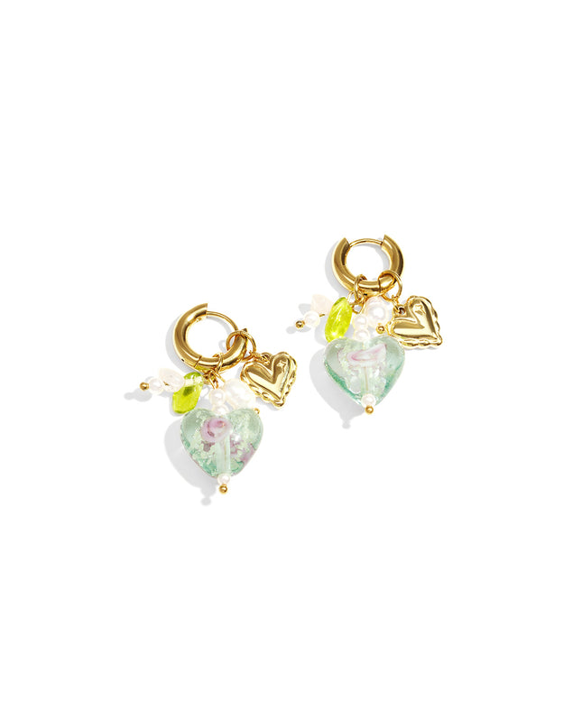 Pastelkleurige hart oorbellen