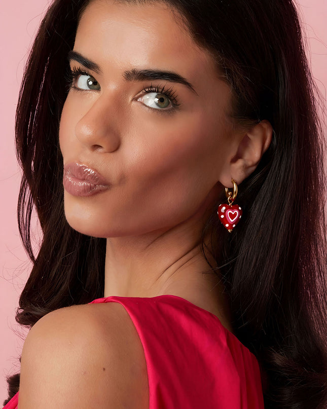 Oorbellen met hanger versierd hart