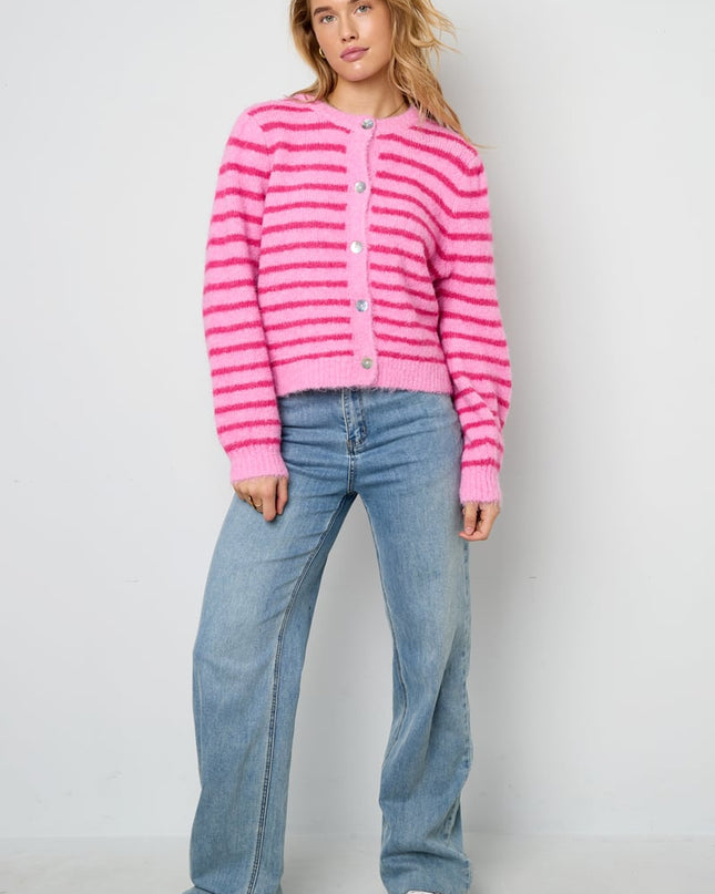 Polyester fiber (polyester) Knit cardigan Stripes Casual Fall/Winter  Clothes