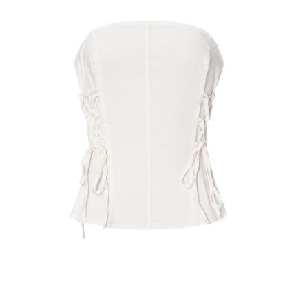 Geweven Katoen Vrouwen Denim Top Elegant Solide Kleur Lente/Zomer