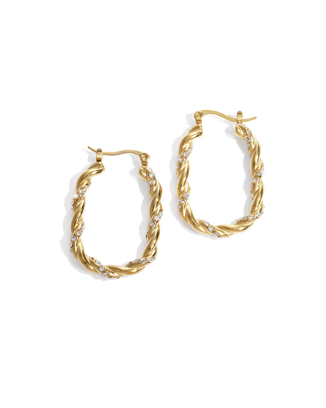 Twisted Sparkle Hoop oorbellen