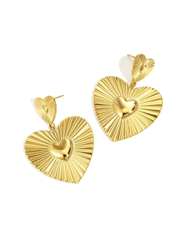 Oorbellen van roestvrij staal met hartjes, casual, dagelijks, eenvoudig, serie, damessieraden