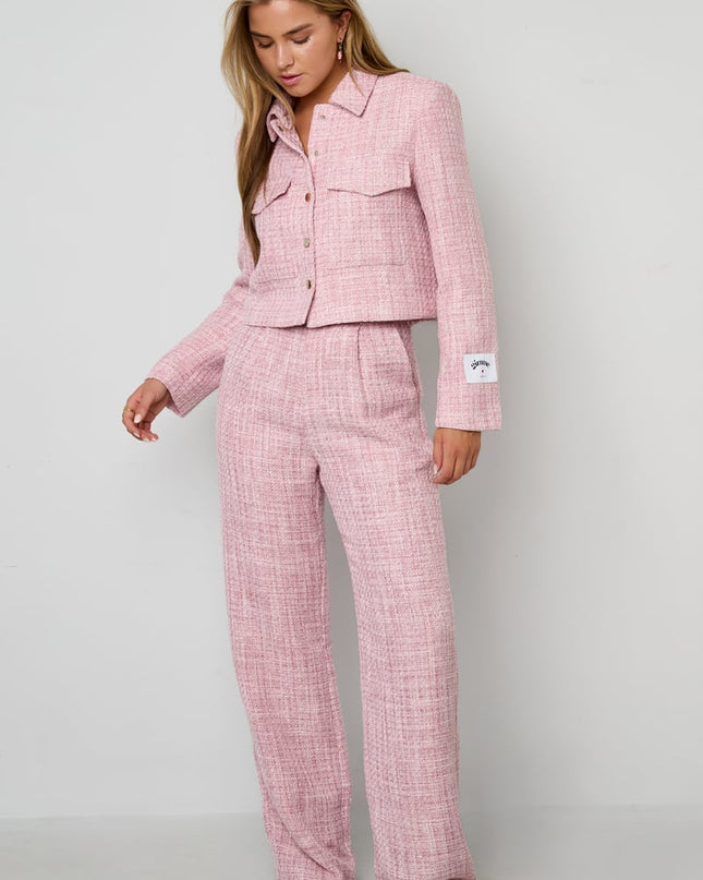 Polyester fiber (polyester) Straight pants Checkered Elegant Fall/Winter  Clothes