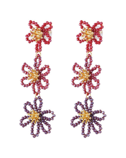 Flower party statement oorbellen - oranje/paars