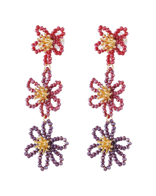 Flower party statement oorbellen - oranje/paars