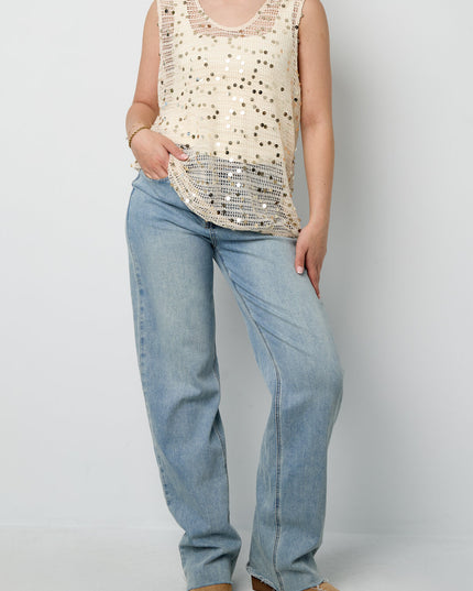 Gehaakte strand top met glittter detail